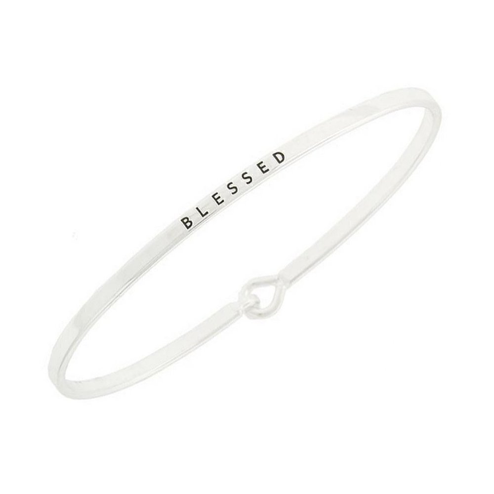Silver tone BLESSED Slim Fashion Oval Bracelet